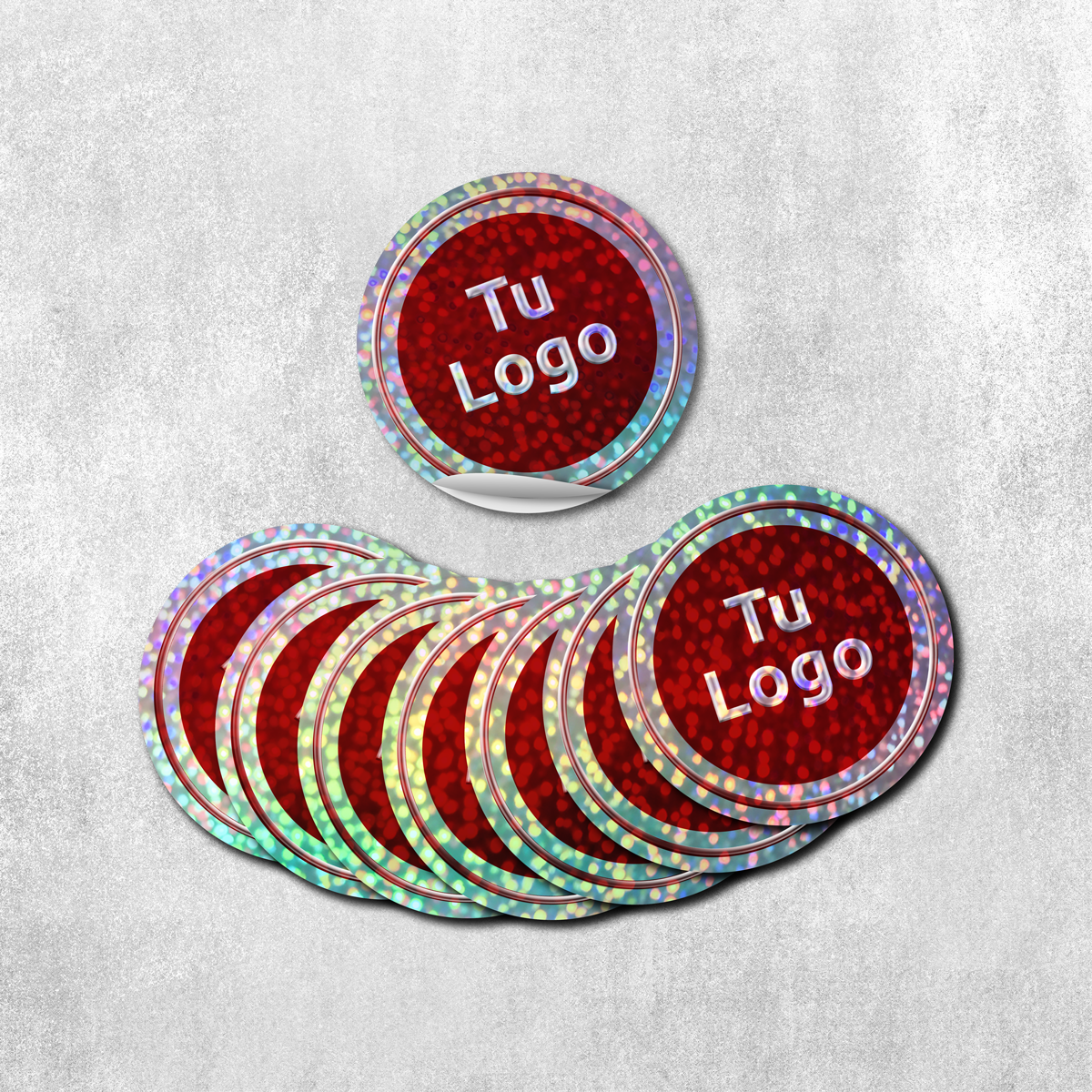 Etiqueta personalizada holográfica glitter con barniz sectorizado