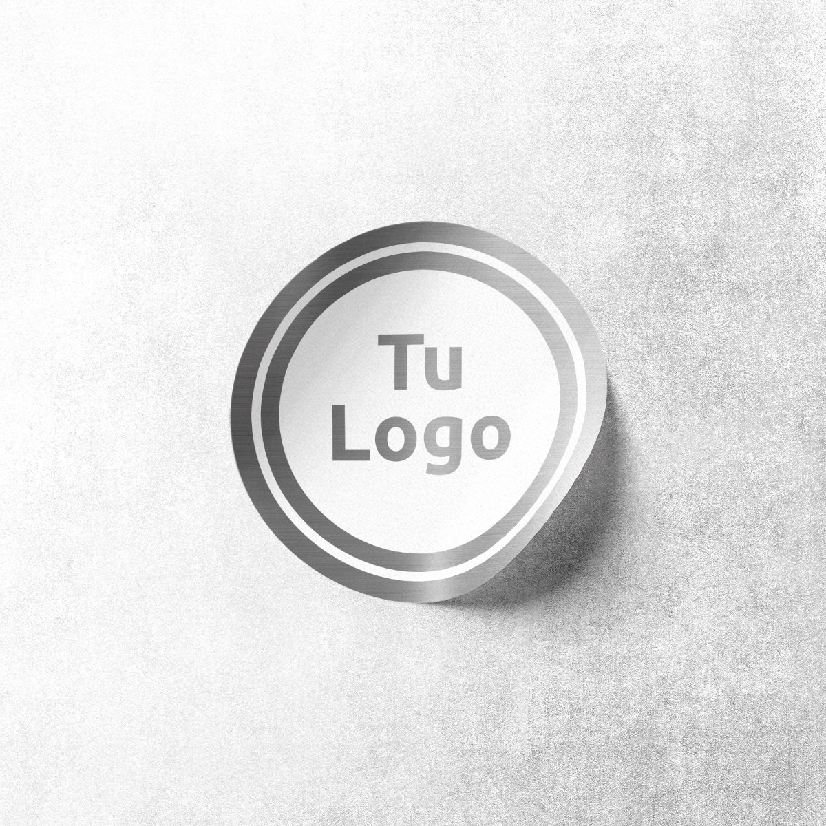 Etiqueta personalizada plateada metalizada con tinta blanca