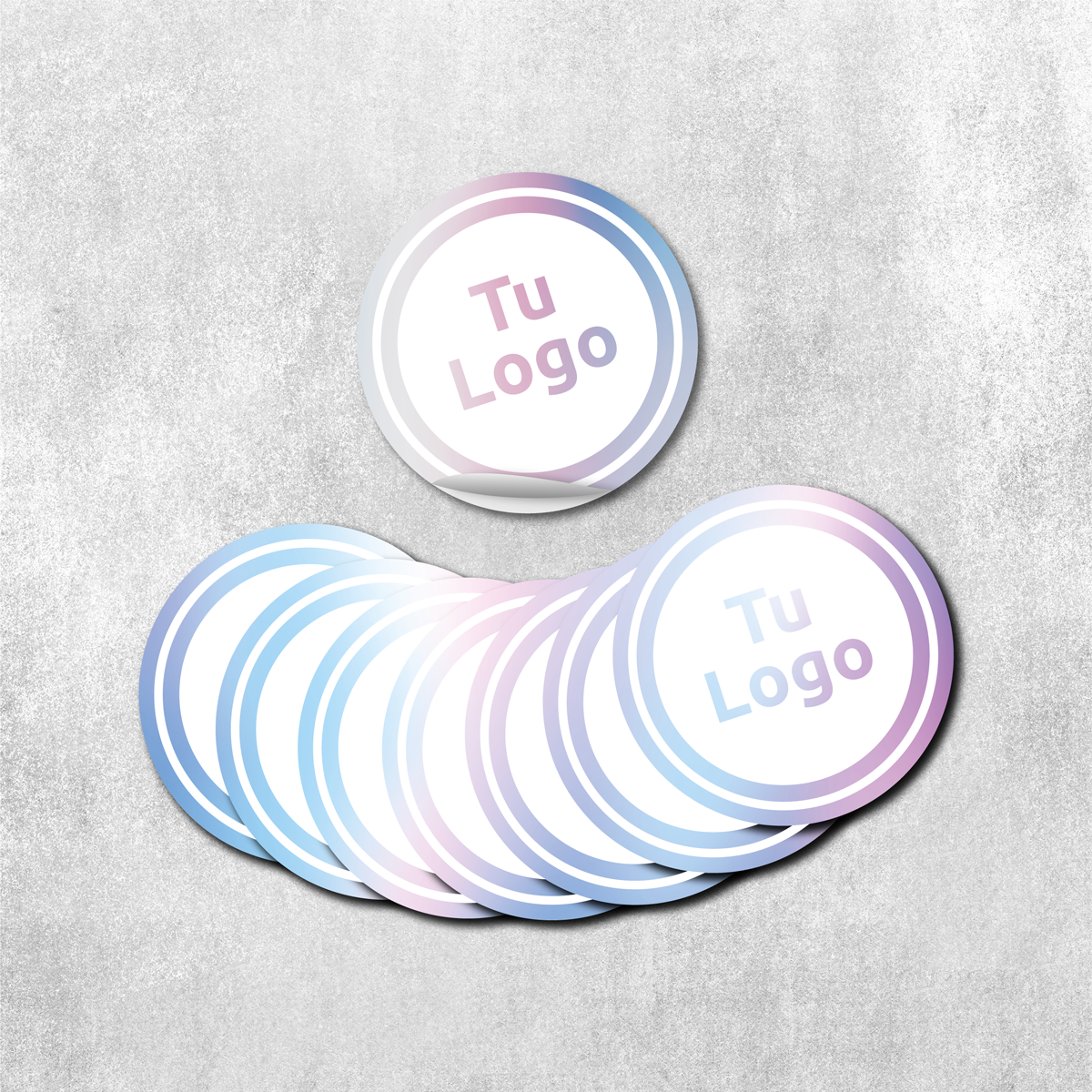 Etiqueta personalizada holográfica tornasol con tinta blanca