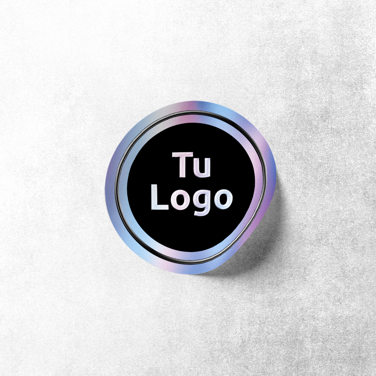 Etiqueta personalizada holográfica tornasol con barniz sectorizado