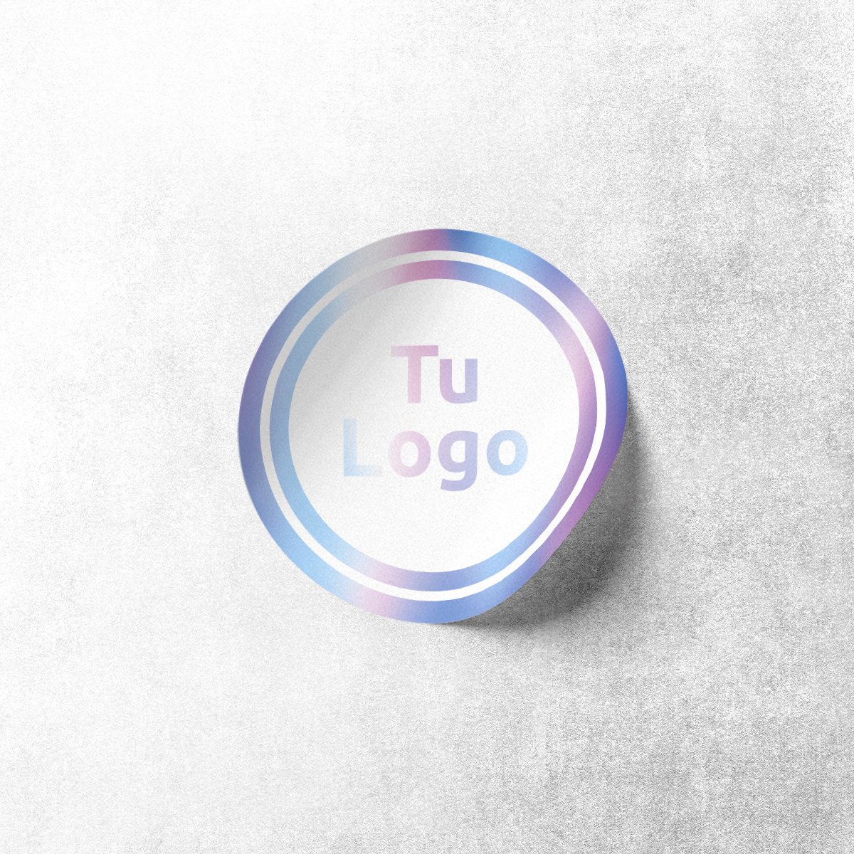 Etiqueta personalizada holográfica tornasol con tinta blanca