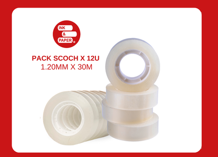 Scotch Cinta Adhesiva  12 mm x 30 m – Pack de 12 Unidades