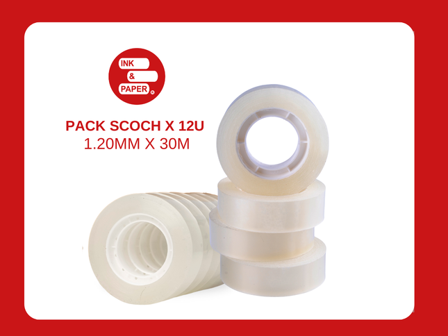 Scotch Cinta Adhesiva  12 mm x 30 m – Pack de 12 Unidades