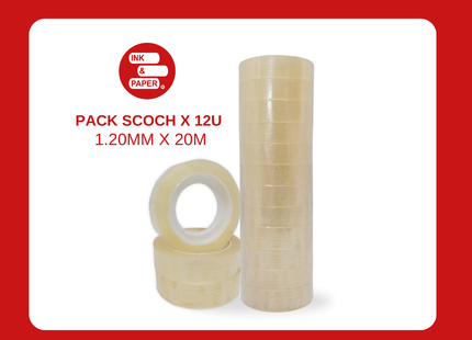 Scotch Cinta Adhesiva 12 mm x 20 m – Pack de 12 Unidades