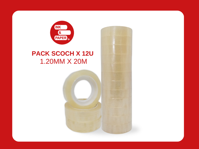Scotch Cinta Adhesiva 12 mm x 20 m – Pack de 12 Unidades