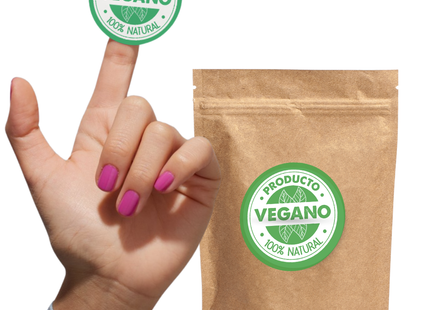 Etiqueta Sticker Circular Producto Vegano 1000 Unidades