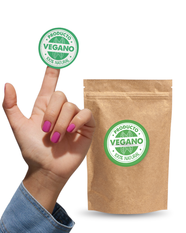 Etiqueta Sticker Circular Producto Vegano 1000 Unidades