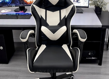 Silla Gamer Ergonómica Color Negro con Blanco