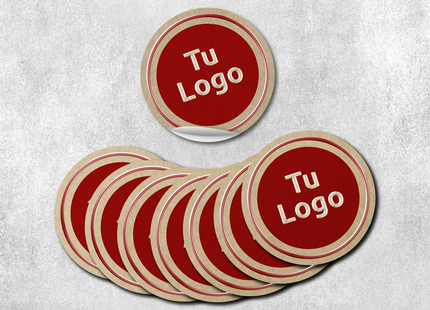 Etiqueta personalizada de papel kraft adhesivo con barniz sectorizado (7600098640081)