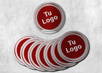 Etiqueta personalizada de vinilo plateado metalizado con barniz sectorizado (7600090185937)