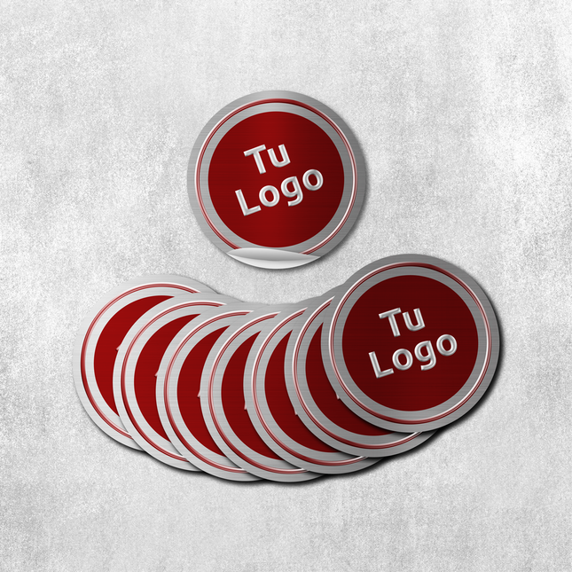 Etiqueta personalizada de vinilo plateado metalizado con barniz sectorizado (7600090185937)