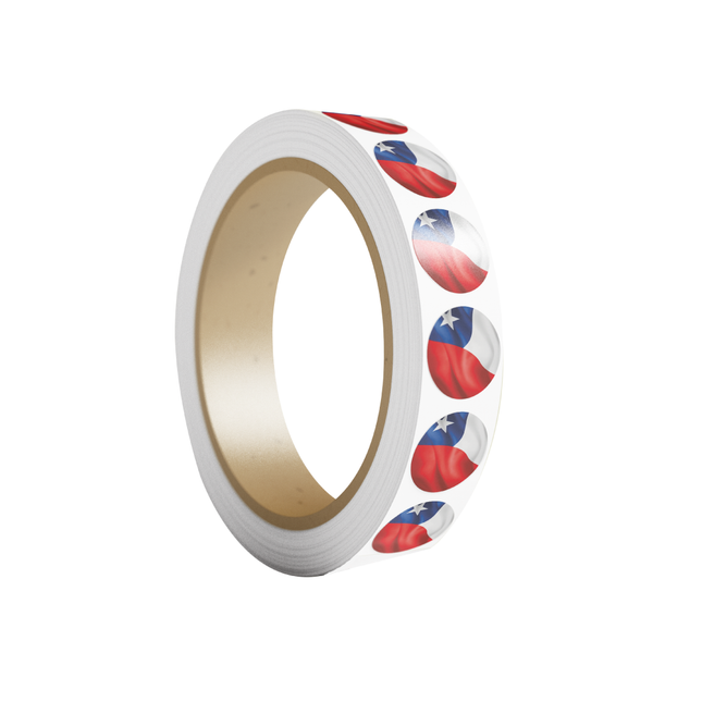Etiqueta adhesiva Circular Bandera Chile | 50 mm (7633940512977)