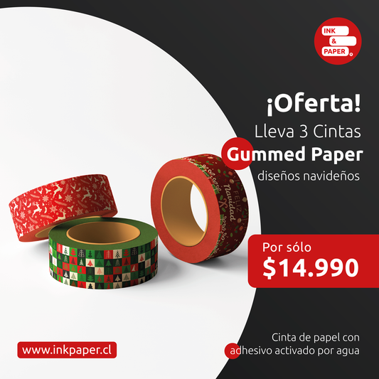 OFERTA! 3 Cintas Gummed Paper Navideñas