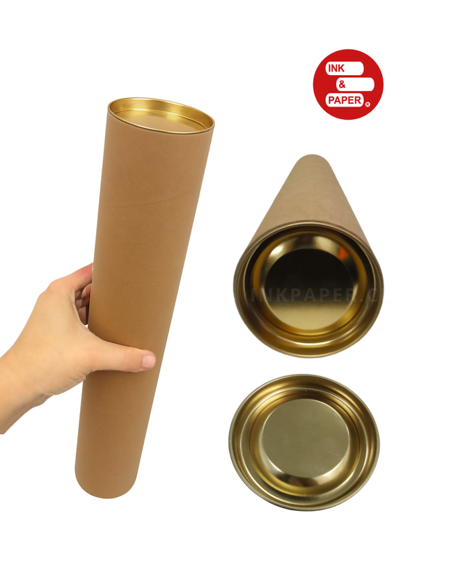 Tubos Porta Planos y Documentos pack 2 unidades tapa dorada | 76 mm x 88 cm