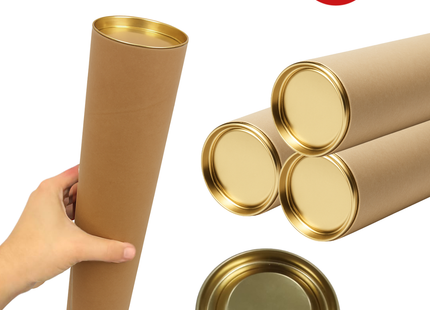 Tubos Porta Planos y Documentos pack 2 unidades tapa dorada | 76 mm x 88 cm