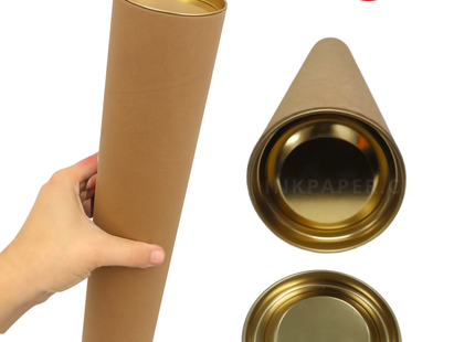 Tubos Porta Planos y Documentos pack 2 unidades Tapa Dorada | 76 mm x 50 cm