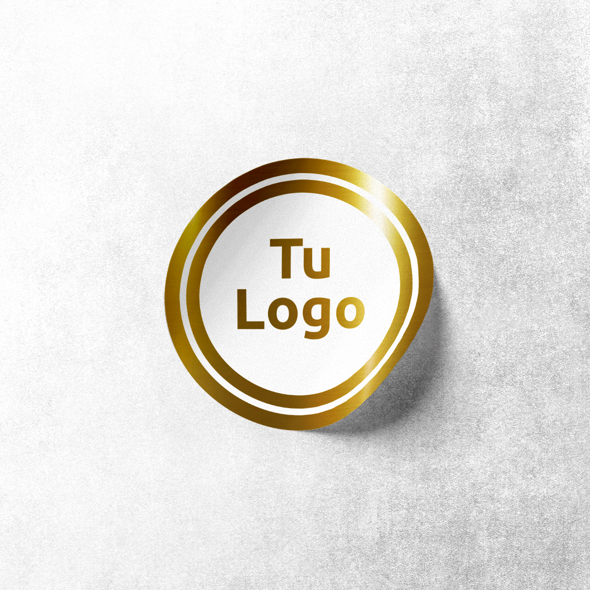 Etiqueta personalizada dorada metalizada con tinta blanca