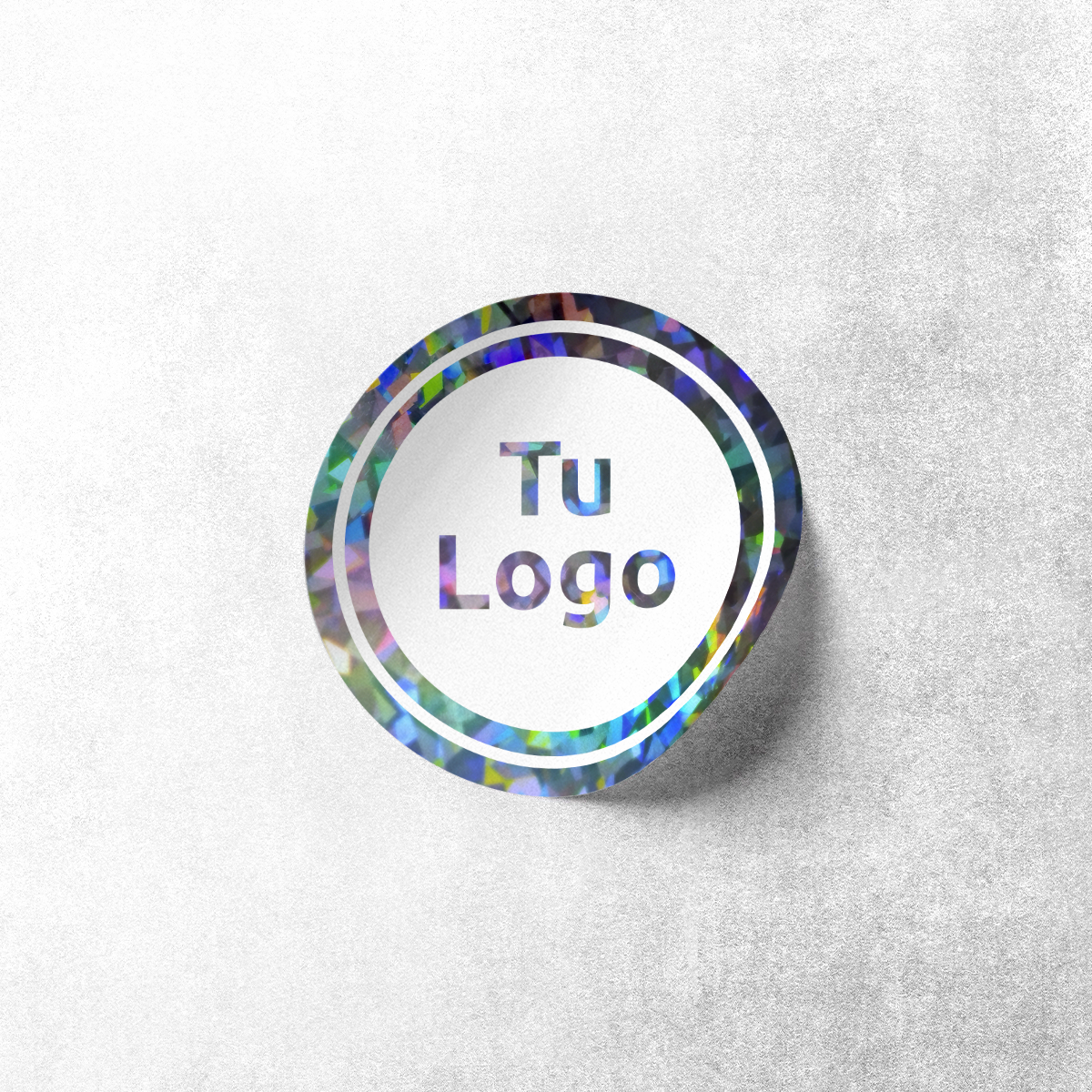 Etiqueta personalizada holográfica cristal con tinta blanca