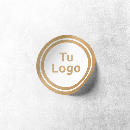 Etiqueta personalizada de papel kraft adhesivo con tinta blanca