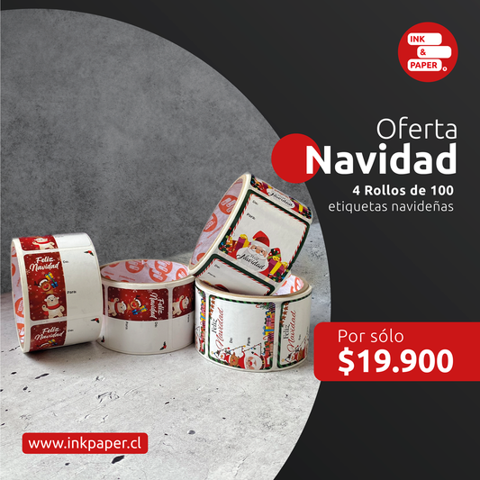 OFERTA! 4 Rollos de Etiquetas Navideñas