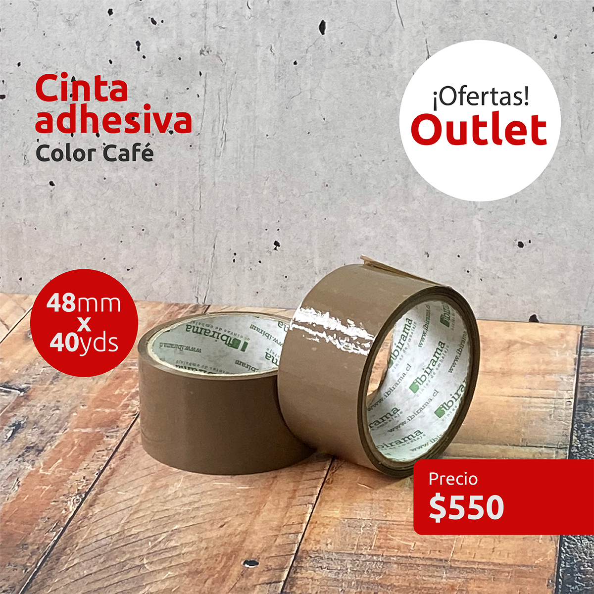 OUTLET - Cinta adhesiva Café 48mm