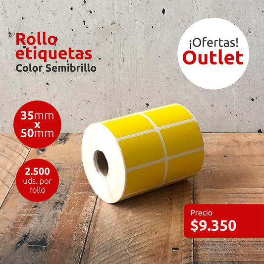 OUTLET - Etiquetas Semibrillo Amarilla 25mm x 50mm