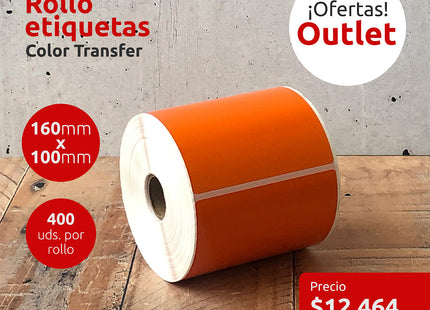 OUTLET - Etiquetas Semibrillo Naranjas 160mm x 100mm (7320082251985)