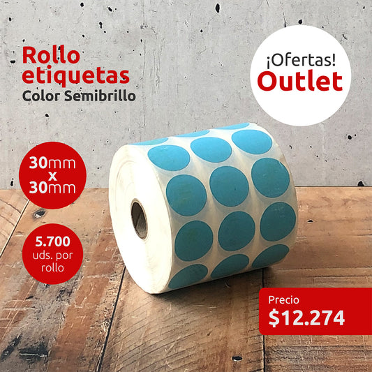 OUTLET - Etiquetas Semibrillo Celeste 30mm x 30mm