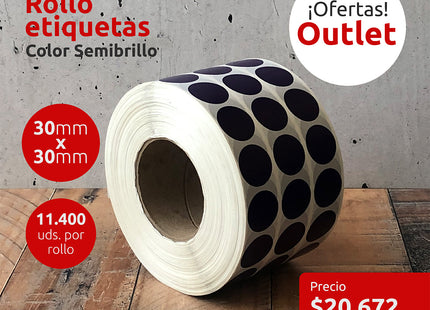 OUTLET - Etiquetas Semibrillo Circular Azul 30mm x 30mm (7320081301713)