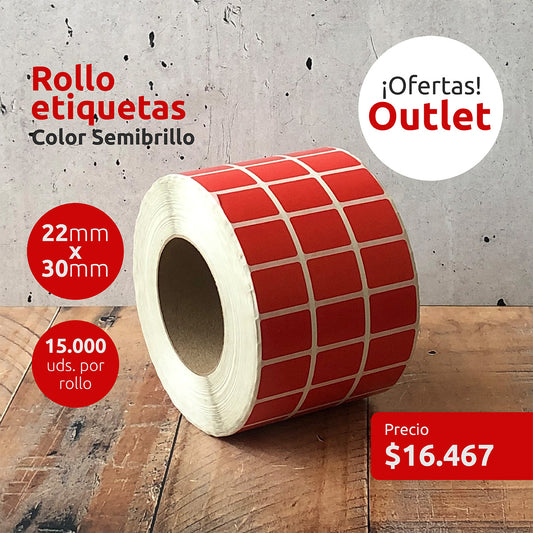 OUTLET - Etiquetas Semibrillo Rojas 22mm x 30mm