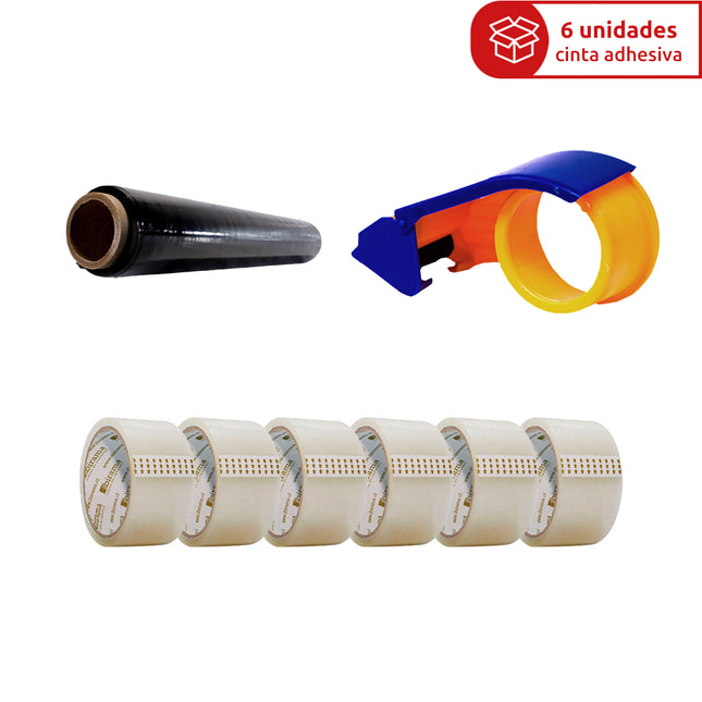 Pack 6 Cintas Adhesivas Ibirama + Dispensador Caracol + Stretch Film (7586528395473)