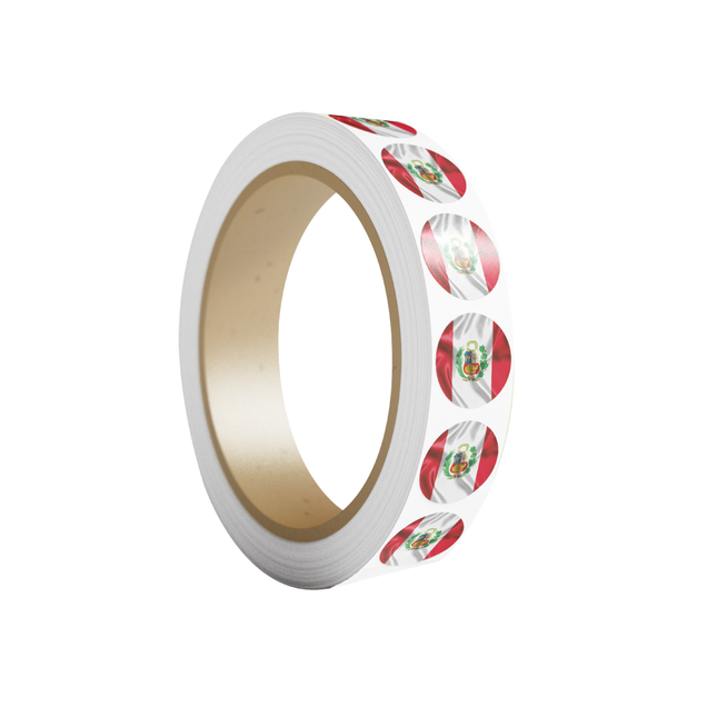 Etiqueta adhesiva Circular Bandera Perú | 50 mm (7633940971729)