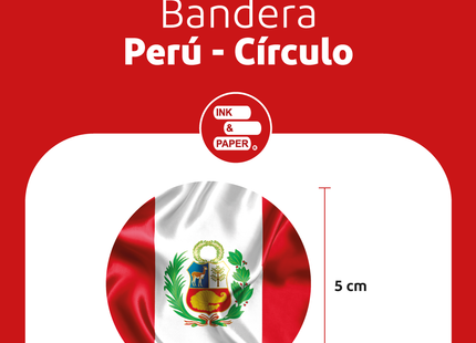 Etiqueta adhesiva Circular Bandera Perú | 50 mm (7633940971729)