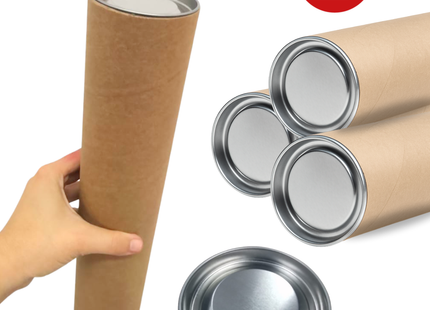 Tubos Porta Planos y Documentos pack 2 unidades tapa plateada | 76 mm x 50 cm