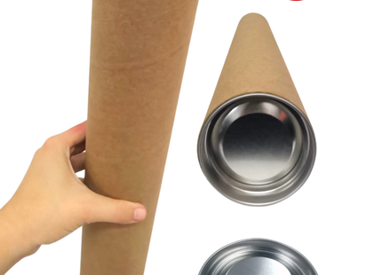 Tubos Porta Planos y Documentos pack 2 unidades tapa plateada | 76 mm x 50 cm