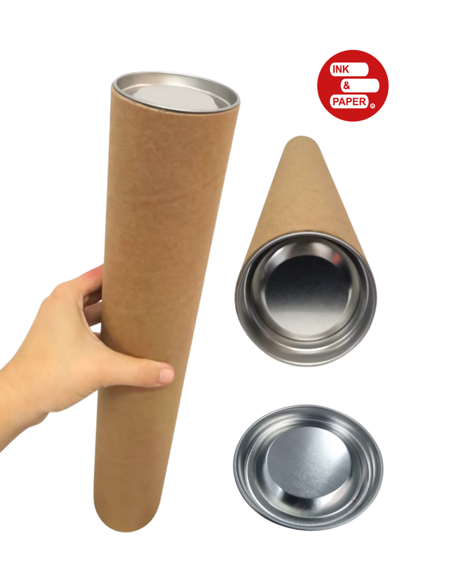 Tubos Porta Planos y Documentos pack 2 unidades tapa plateada | 76 mm x 50 cm