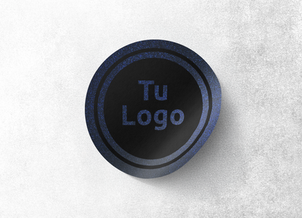 Etiqueta personalizada de papel azul metalizado (7600659136721)