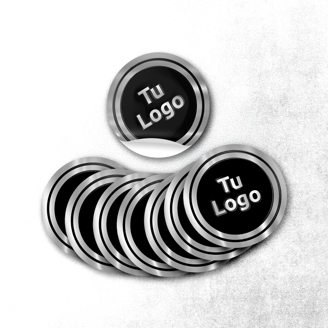 Etiqueta personalizada de papel plateado adhesivo con barniz sectorizado (7598614020305)