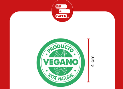Etiqueta Sticker Circular Producto Vegano 1000 Unidades
