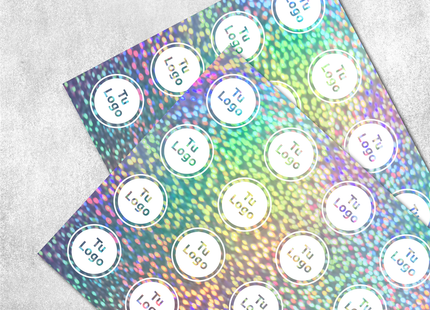 Etiqueta personalizada holográfica glitter con tinta blanca (7600078029009)