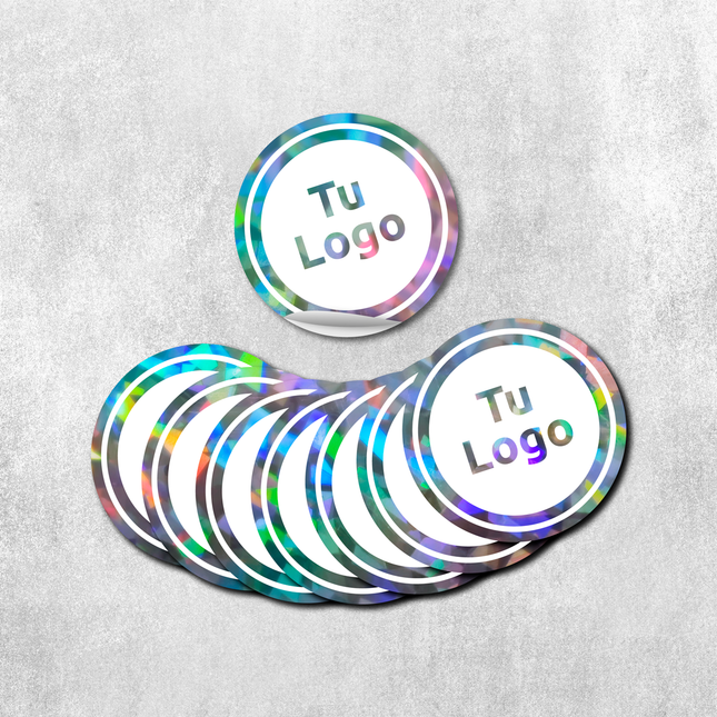 Etiqueta personalizada de vinilo holográfico cristal con tinta blanca (7600080257233)