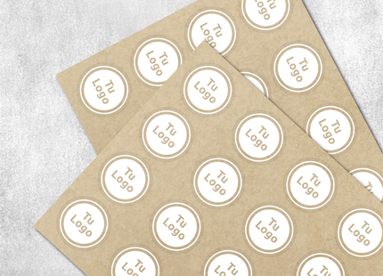 Etiqueta personalizada de papel kraft adhesivo con tinta blanca (7298520154321) (7598615593169)