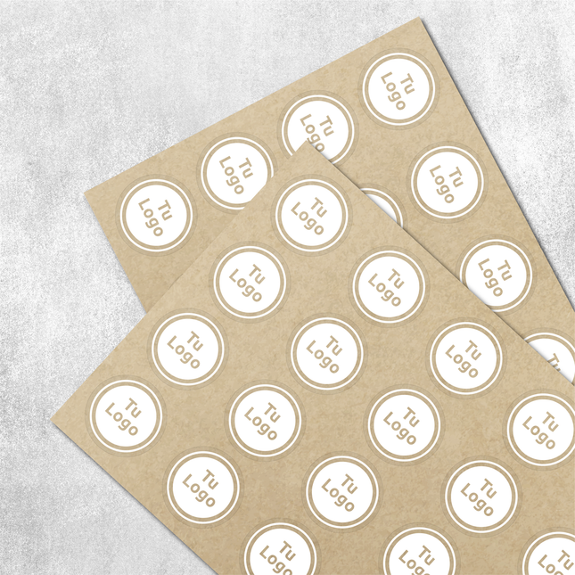 Etiqueta personalizada de papel kraft adhesivo con tinta blanca (7298520154321) (7598615593169)