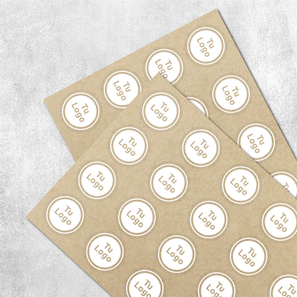 Etiqueta personalizada de papel kraft adhesivo con tinta blanca