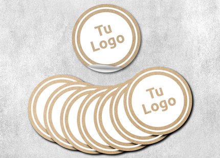 Etiqueta personalizada de papel kraft adhesivo con tinta blanca (7298520154321) (7598615593169)