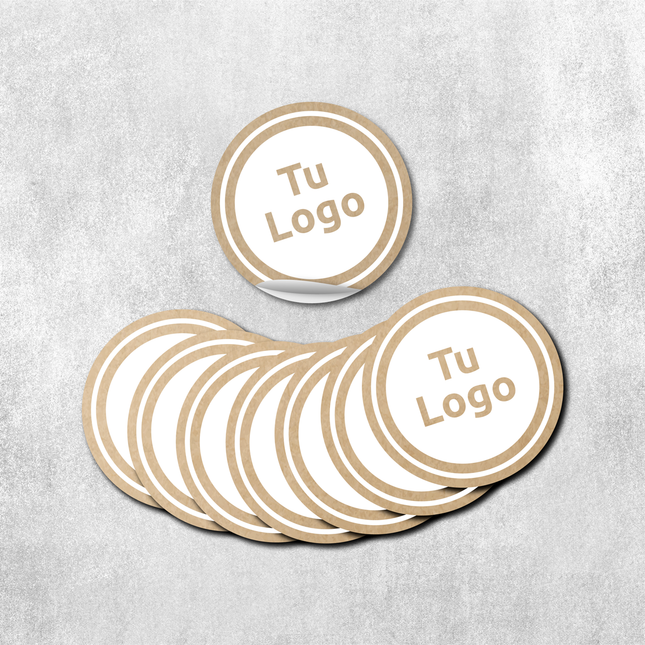Etiqueta personalizada de papel kraft adhesivo con tinta blanca (7298520154321) (7598615593169)
