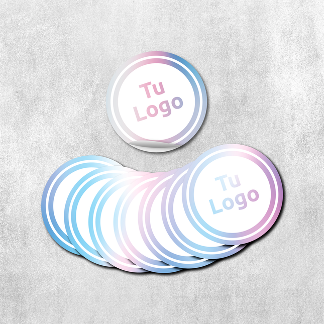 Etiqueta personalizada holográfica tornasol con tinta blanca (7600075112657)