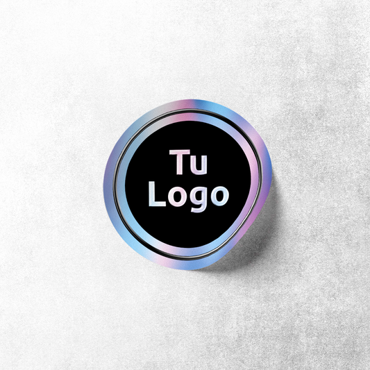 Etiqueta personalizada holográfica tornasol con barniz sectorizado