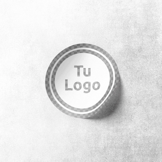 Etiqueta personalizada de vinilo transparente con tinta blanca