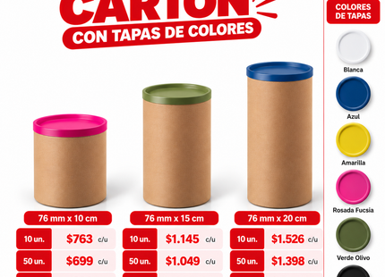 Tubo de Cartón Kraft 76 mm – Tapa Plana (Serie 4)